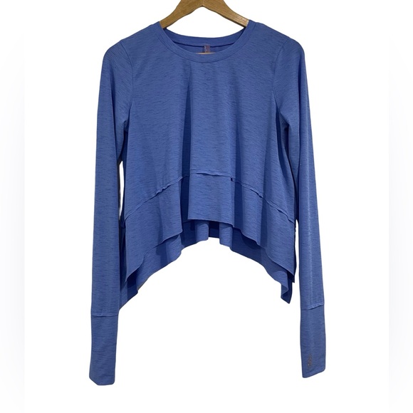 [s] FREE PEOPLE movement Tempo Long-Sleeve Tee workout breathable blue oversized - Picture 5 of 10